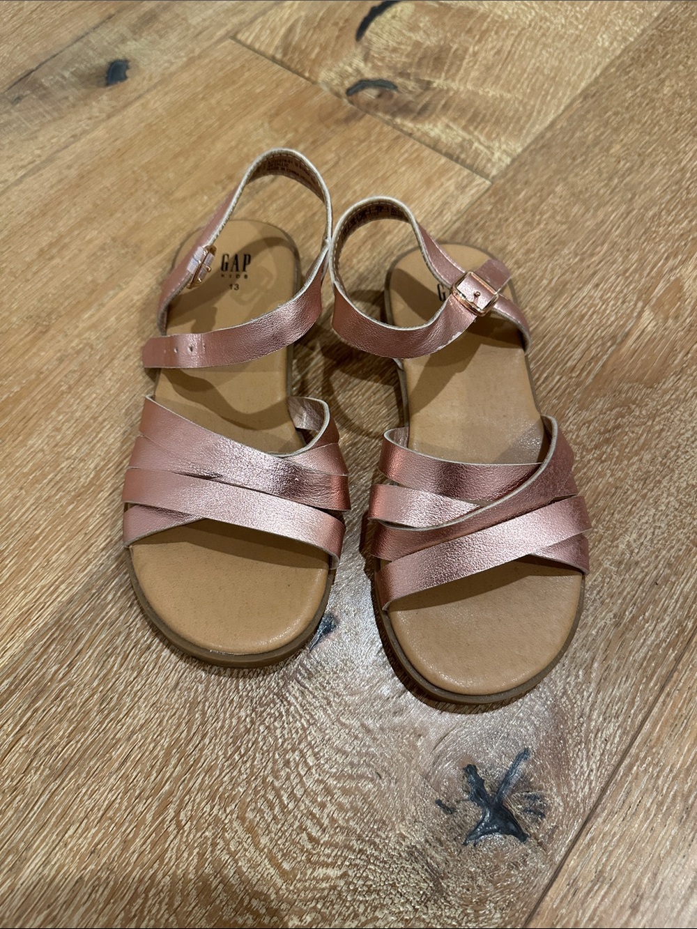 GAP Metallic Pink Cross-Strap Sandals